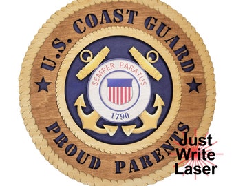 United States Coast Guard Colorized Wall Tribute - Proud Parents -Licensed 12" Custom