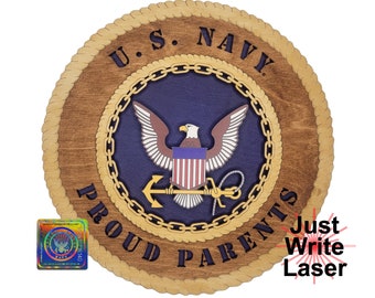 12" US Navy Custom Wall Tribute for Proud Parents - Laser Engraved Gift