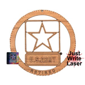 Official US Army Retired Logo Christmas Ornament - Laser Engraved Wood Military Gift