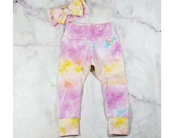 Colorful super cute baby and toddler Leggings, pink and yellow baby pants, summer colors baby and toddler leggings, New born Leggings