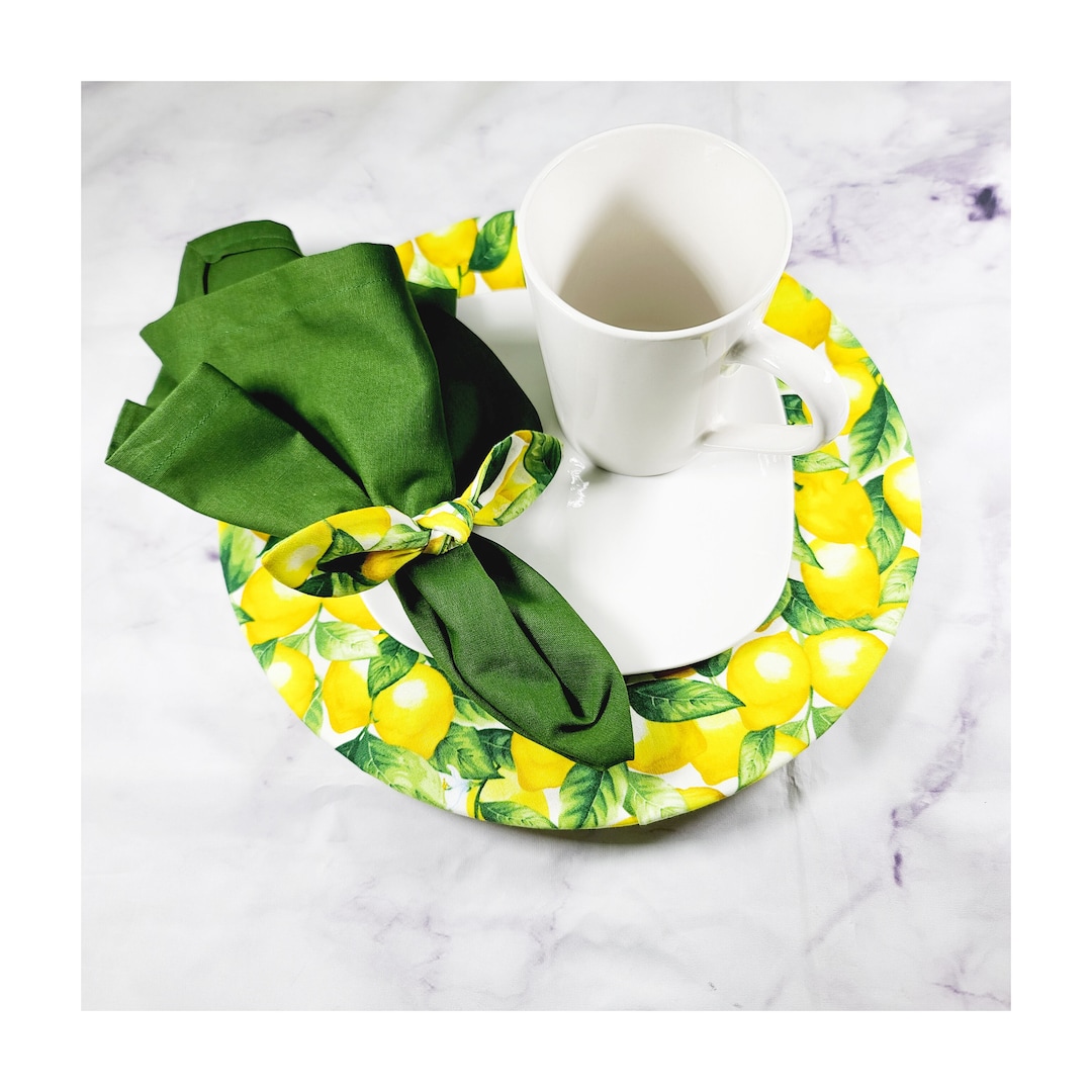 Lemon Print Plates Charger Covers Summer Vibes Reusable Etsy