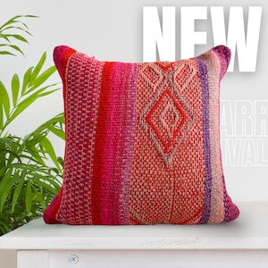 Hermosa Decorative Frazada Pillow •18x18 • Woven Peruvian Pillow Cover •Colorful Home Decor • Handmade Ethnic Home Decor • Cusco Textile