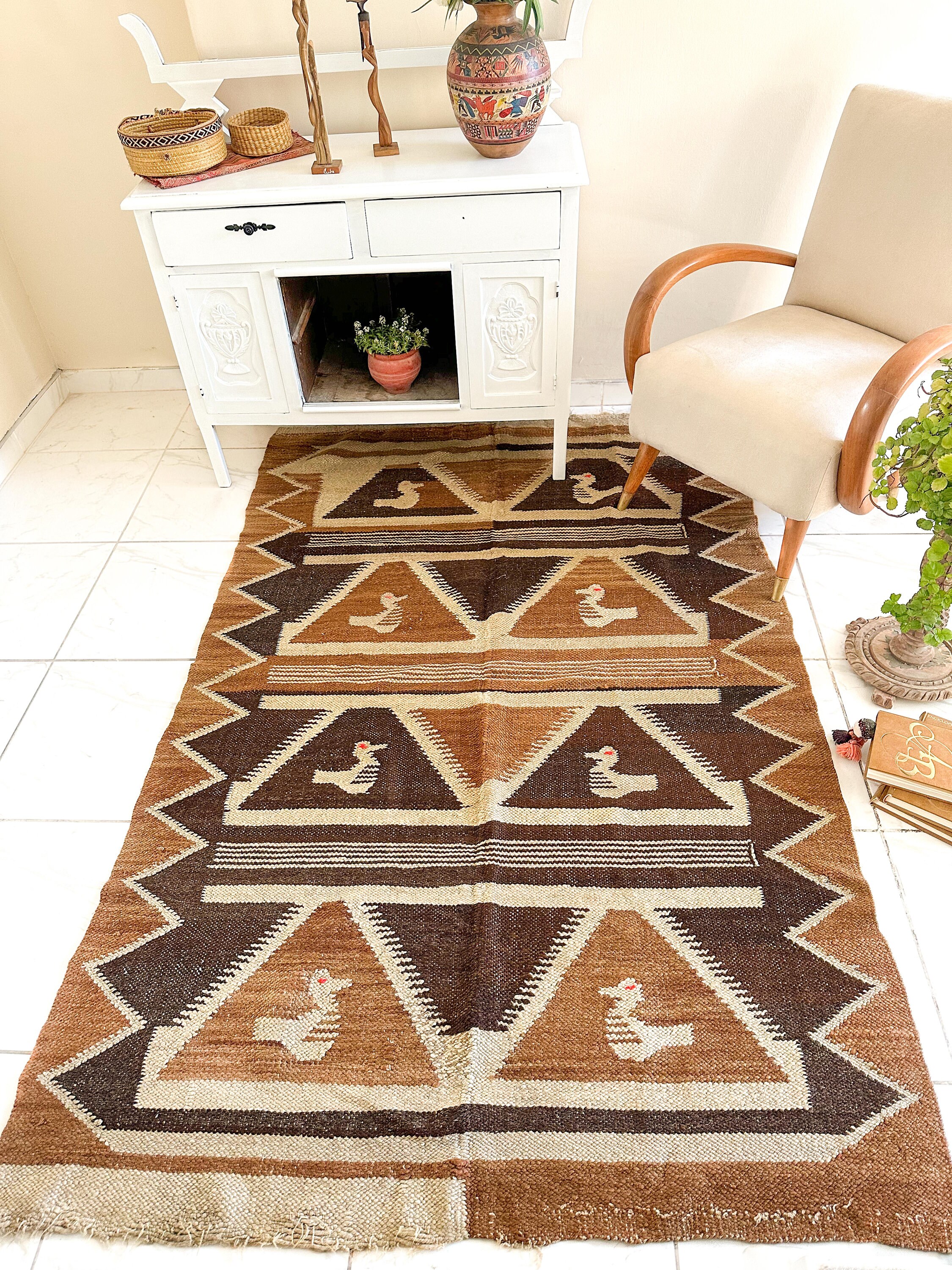 Colmbian Rug With Patterns Antique Carpet With Pre-columbian Designs • Brown & Cream Pre-columbian ...