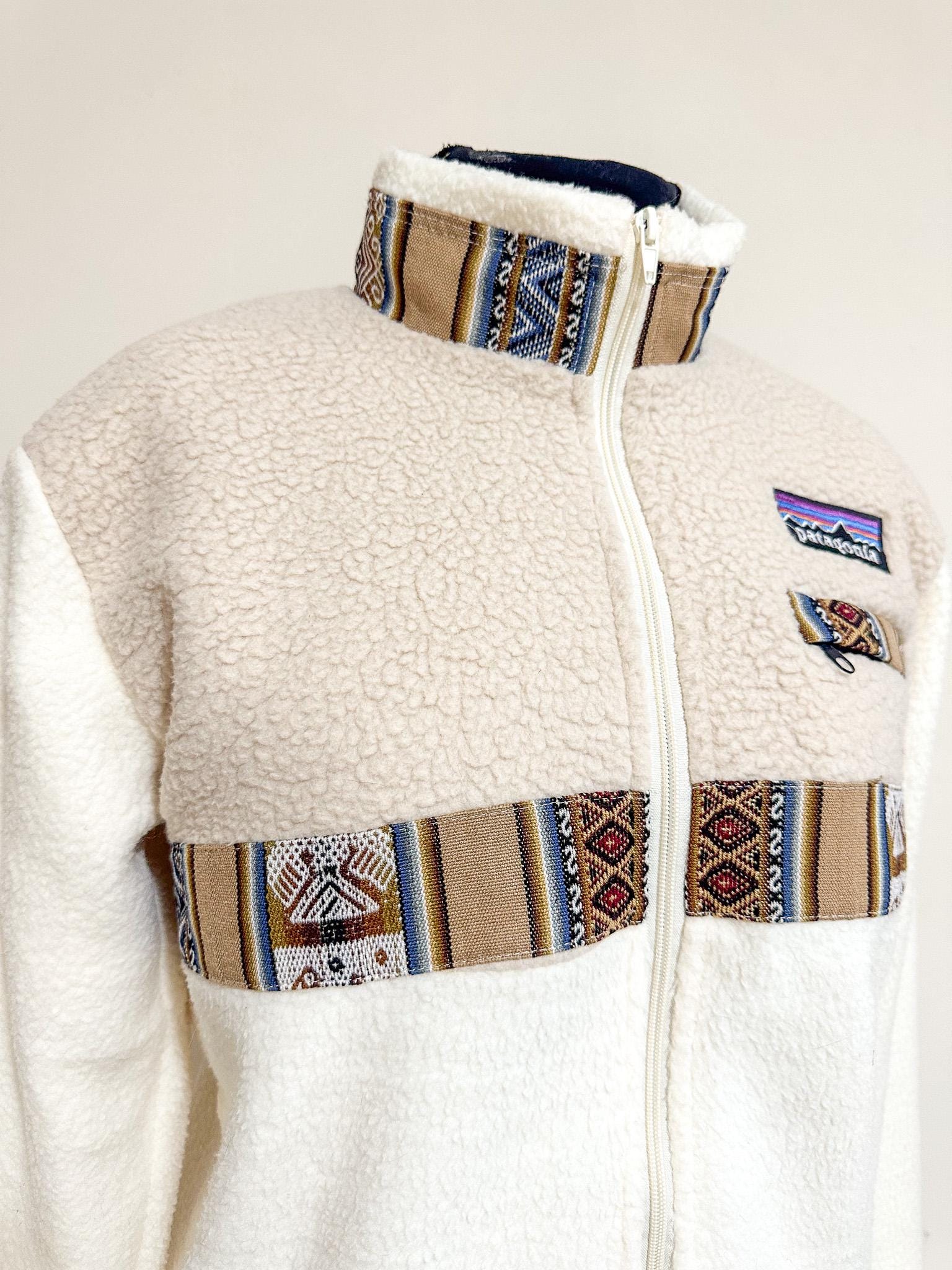 Peruvian Jacket Andean Fleece Jacket Unisex • Sherpa Brown & Cream Zip-up • Handmade ...