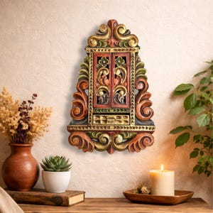 Peruvian colonial art • 1' 1.78" x 7.87" • Impressive Peruvian handmade  • Pan de Oro  • Bronze applications  • Vintage Home decor