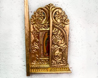 Virgen de Guadalupe • Imponente pala d'altare coloniale della scuola cusqueniana • Bellissimo manufatto peruviano