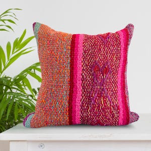 Bonita Cushion •18x18 •Cojin • Pillow • Almohada • Kissen • Covers •Unique Designs •Made from Authentic Peruvian Blankets •Vibrant Colors