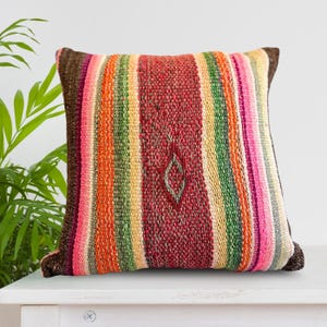 Bonita Cushion • Cojin • Pillow • Almohada • Kissen • Covers •Unique Designs •Made from Authentic Peruvian Blankets •Vibrant Colors