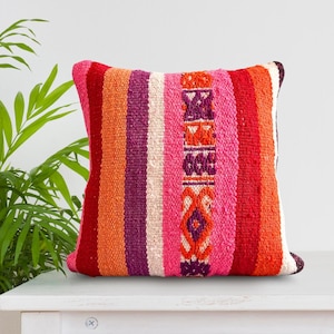 Sheep wool cushion cover • Peruvian pillow case • cushion woven in loom • Peruvian Frazada Throw Pillow