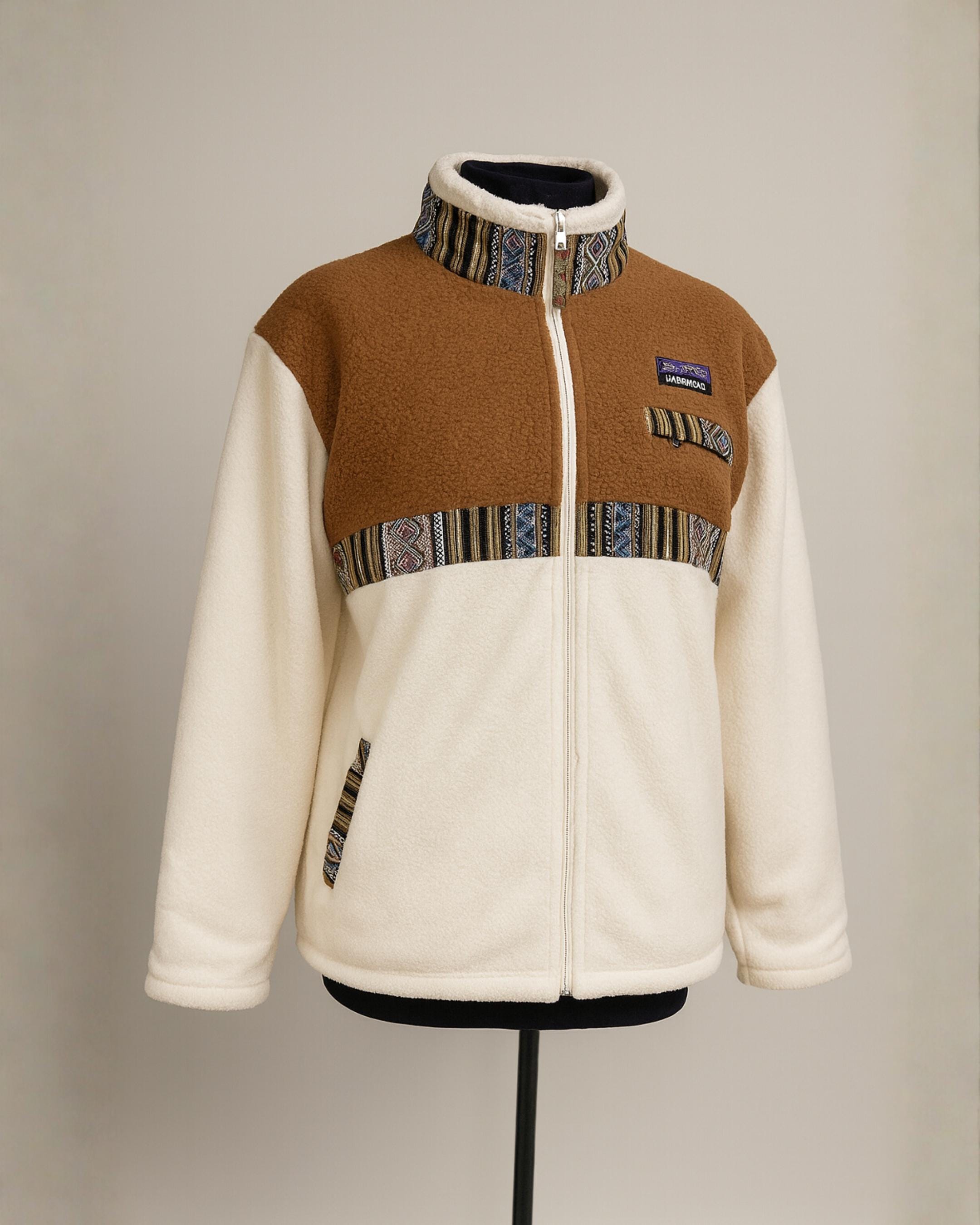 Andean Fleece Jacket Unisex • Sherpa Brown & Cream Zip-up