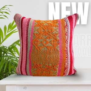 Hermosa Decorative Frazada Pillow •18x18 • Woven Peruvian Pillow Cover •Colorful Home Decor • Handmade Ethnic Home Decor • Cusco Textile