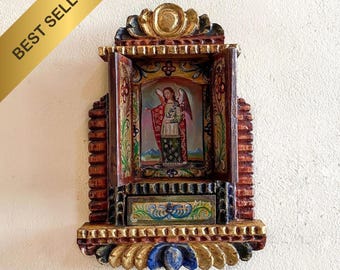 Pala d'altare coloniale originale della scuola cusqueniana • Bellissimo pezzo fatto a mano peruviano
