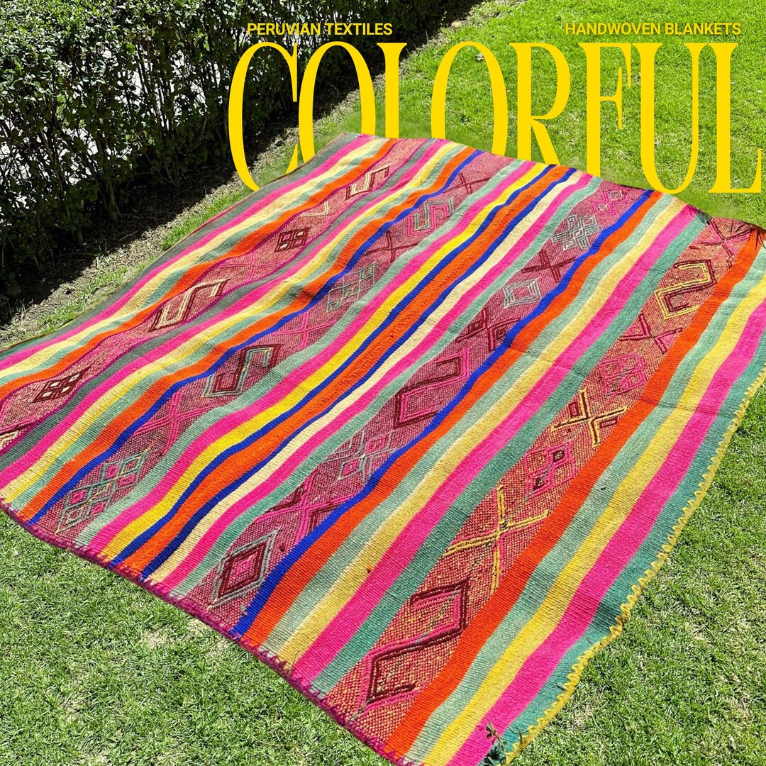 Carpet Inca Inca Weaving • Sheep Wool Rug • Peruvian Blanket • Colorfull Carpets ...