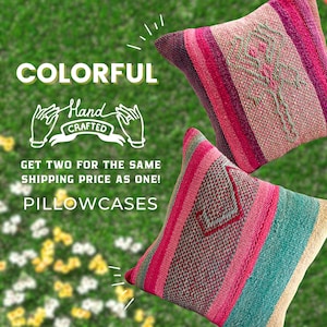 PACK X2 Decorative Pillowcase  • Colorful Cushion • Ethnic Cushion • Artisanal Cushion • Decorative Cushion • Handmade Textiles • FRAZADA