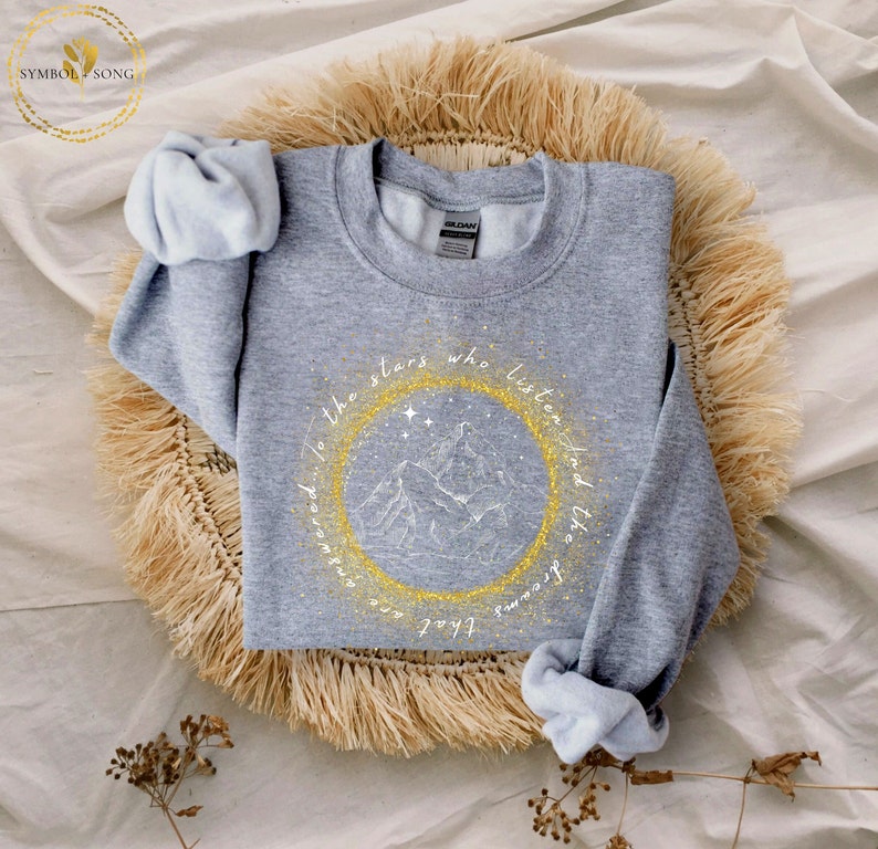 Velaris Sweatshirt, To the stars who listen and the dreams that are answered, night court sweatshirt, acotar, A court of thorns and roses Sport Grey