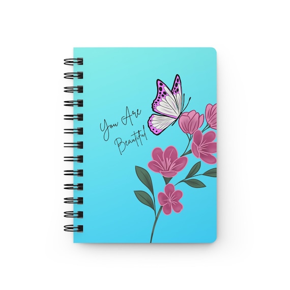 Butterfly Journal: Blue Floral Spiral Notebook