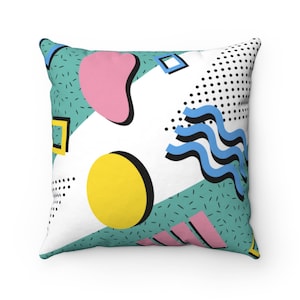 80s Pillow, Memphis Pillow, 90s Inspired Pillow, Colorful Pillow, Retro Home Decor, Y2K Room Decor, Creative Throw Pillow, Pop Art Pillow