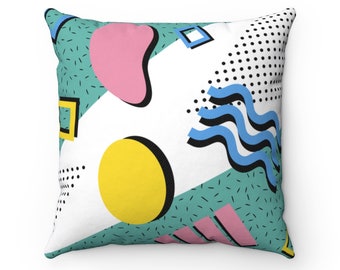 80s Pillow, Memphis Pillow, 90s Inspired Pillow, Colorful Pillow, Retro Home Decor, Y2K Room Decor, Creative Throw Pillow, Pop Art Pillow