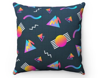 Memphis Pillow, 80s Pillow, 90s Inspired Pillow, Synthwave Decor, Vaporwave Decor, Y2K Room Decor, Creative Throw Pillow, Pop Art Pillow