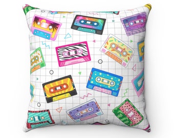 Mixtape Throw Pillow, Pop Art Pillow, Graphic Pillow, Novelty Pillow, Creative Throw Pillow, Trendy Decorative Pillow, Vaporwave Decor
