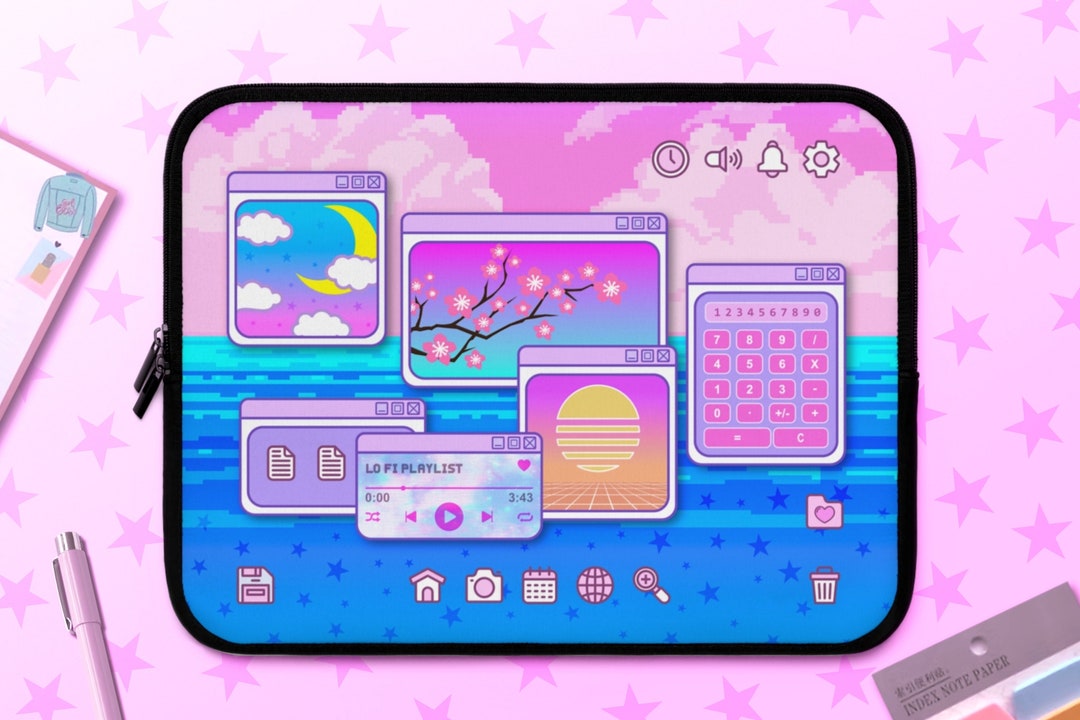Kawaii Vaporwave Aesthetic Laptop Case Cute Retro Laptop Etsy