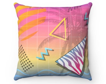 80s Abstract Pattern Pillow, Synthwave Decor, Vaporwave Decor, Retro Home Decor, Memphis Group Throw Pillow, Y2K Room Decor