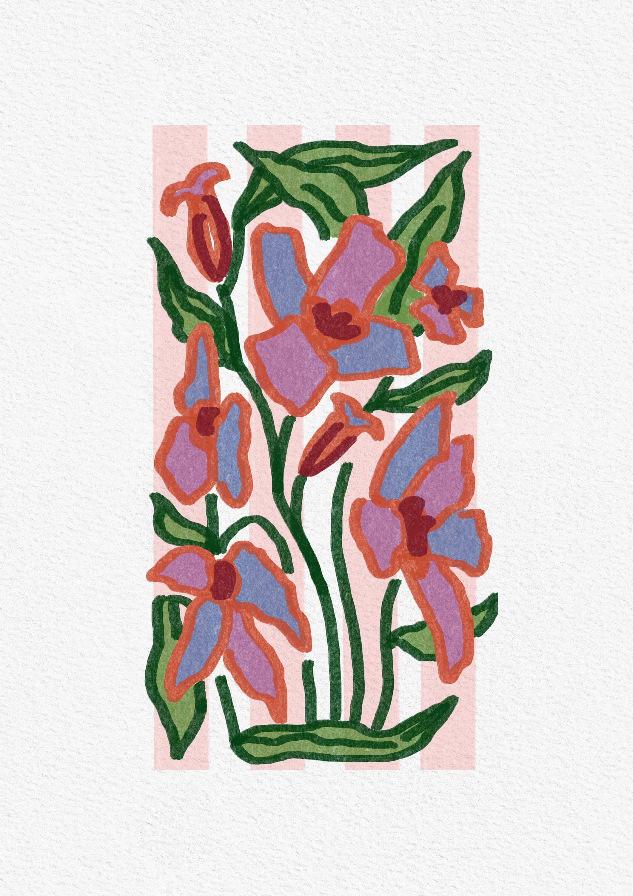 Abstract Botanical Flowers Poster Digital Download Wall Print Colorful ...