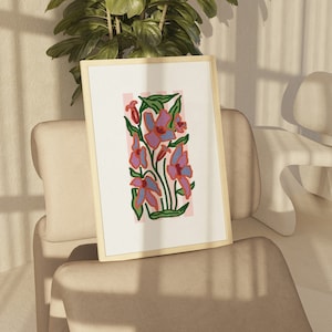 Abstrakte botanische Blumen Poster Digital Download Wand Druck Bunte Abstrakte Blumen Druck Große druckbare Kunst Block Druck Druckbare Kunst