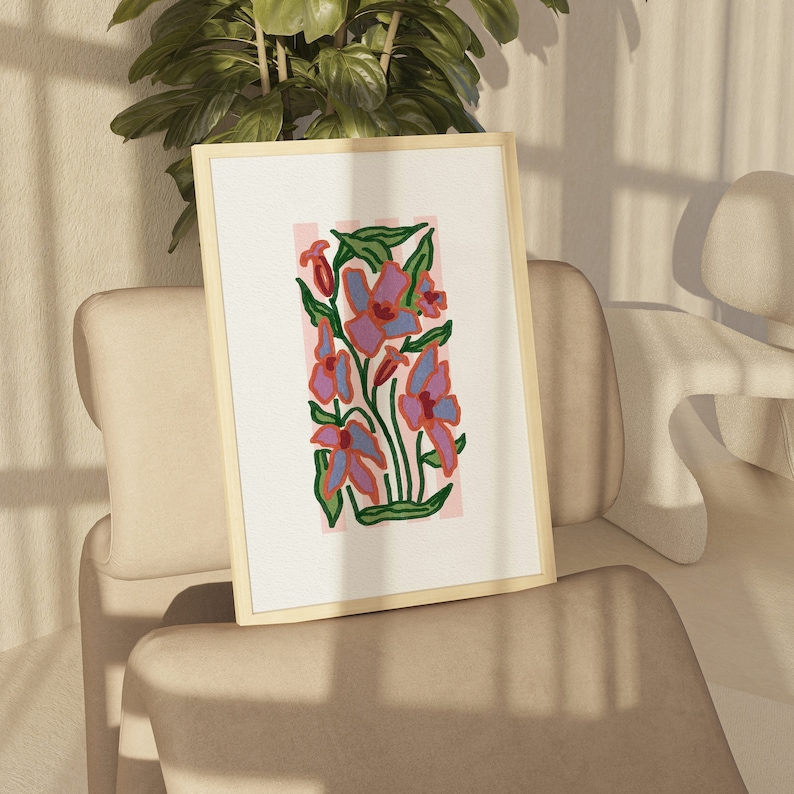 Abstract Botanical Flowers Poster Digital Download Wall Print Colorful ...