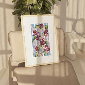 Abstrakte botanische Blumen Poster digitaler Download Wanddruck bunte abstrakte Blumendruck große druckbare Kunst-Block-Druck druckbare Kunst