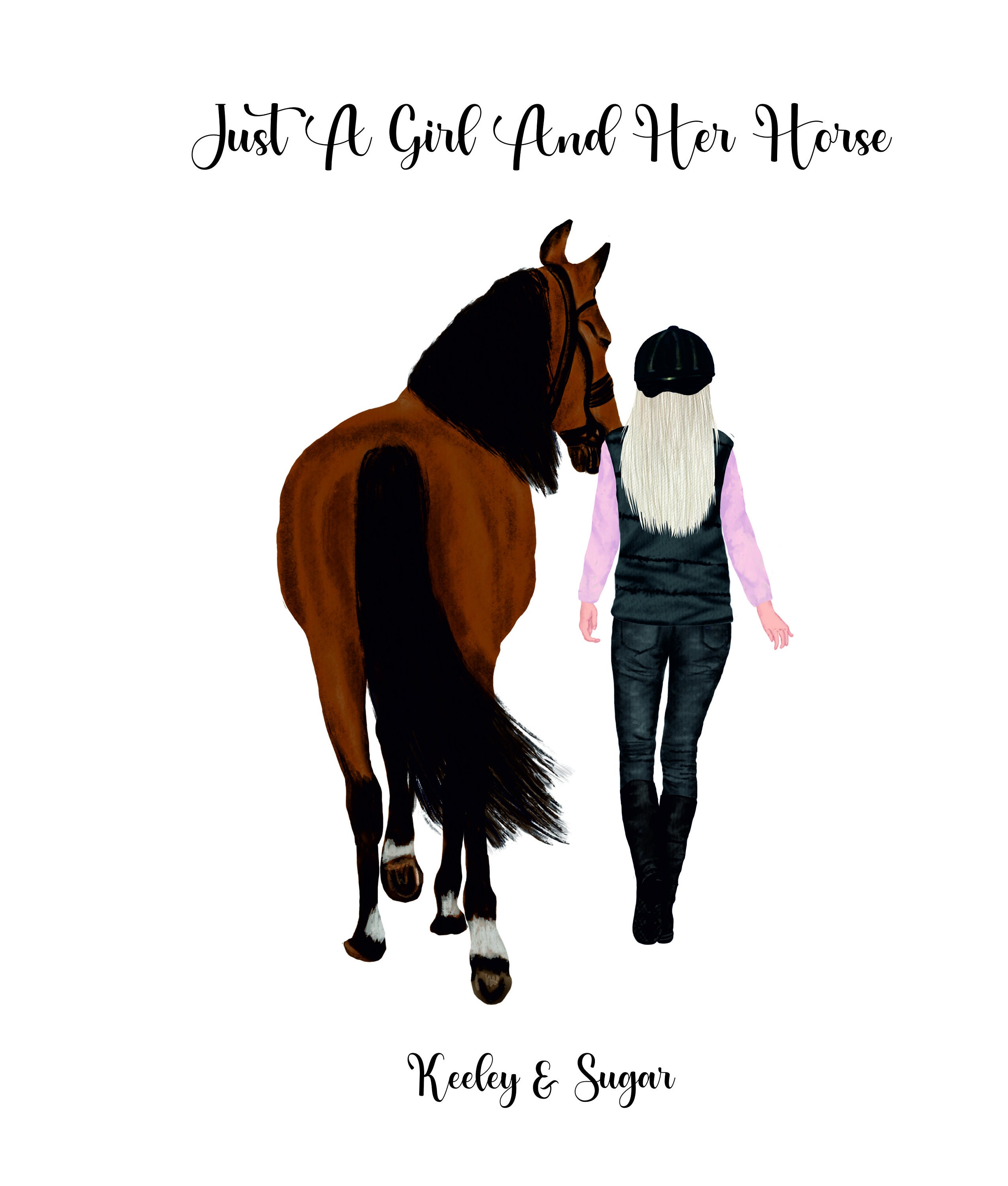 Pony Quote Horse & Rider Print A4 Just A Girl and Her Horse / Pony Etsy UK