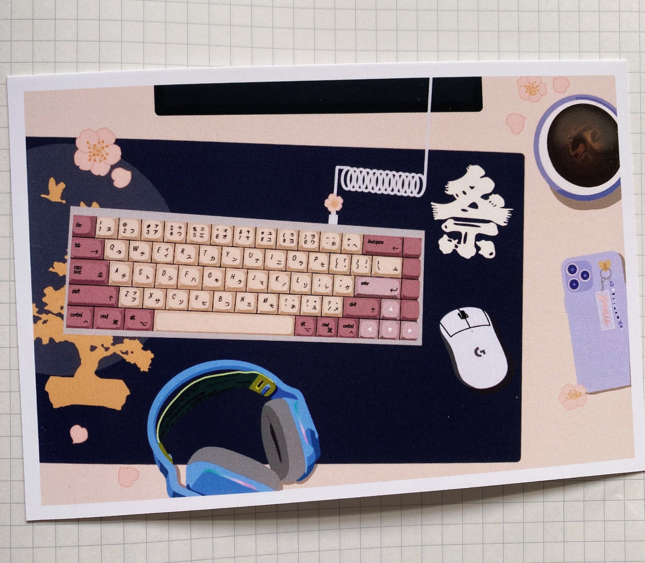 Aesthetic Keyboard/PC Set up Art Print | Etsy