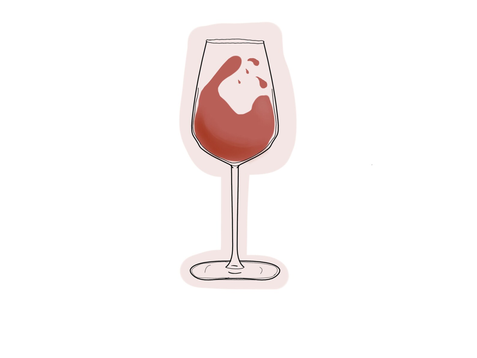 Red Wine Glass Sticker Line Work Art Aesthetic Sticker Etsy