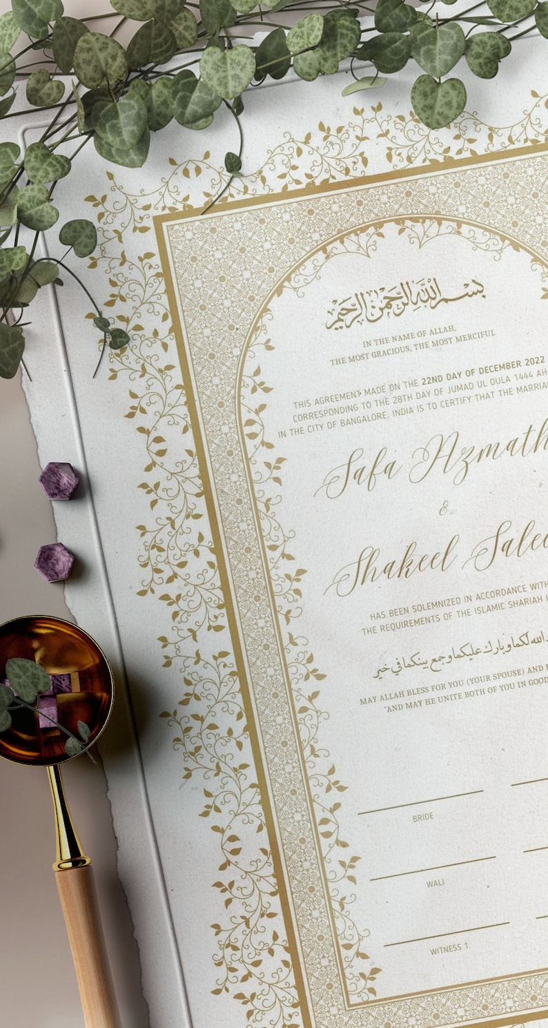 Nikkah Certificate Digital Marriage Certificate Gold Nikahnama