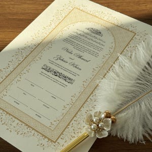 Islamic Marriage Certificate Nikkah Gift Muslim Wedding Feather Pen