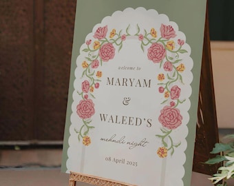 Desi Wedding Welcome Sign Mehndi Entrance Sign Dholki Decor Welcome Board Henna Night Signage Mehendi Decor Sangeet Sign Desi Decor Sign