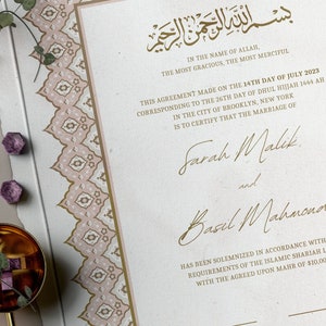 Pink Nikkah Nama Template Nikkah Certificate Template Editable