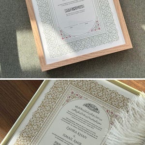 Custom Nikkah Contract Frame Nikkah Certificate Green