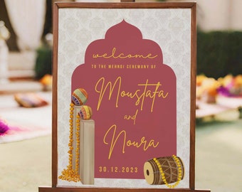 Mehndi Ceremony Welcome Sign Mehndi Welcome Wedding Sign Mendhi Sign Welcome Board Mehendi Decor Sign Dholki Welcome Poster Haldi Entrance