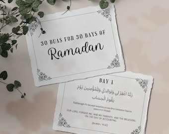 30 Ramadan Dua Card 30 Day Dua Ramadan 30 Day Ramadan Decor Dua Flashcard Flash Card Dua Set Islamic Dua Printable Ramadan Prayer Card 5x7