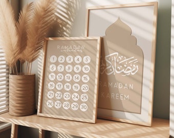 Ramadan Poster Set of 2 Ramadan Countdown Eid Ramadan Kareem Print Ramadan Tracker Calendar Ramadan Decor Print Ramadan Calendar Countdown