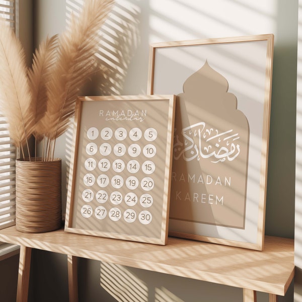 Ramadan Poster Set di 2 Ramadan Conto alla rovescia Eid Ramadan Kareem Stampa Ramadan Tracker Calendario Ramadan Decor Stampa Ramadan Calendario Conto alla rovescia