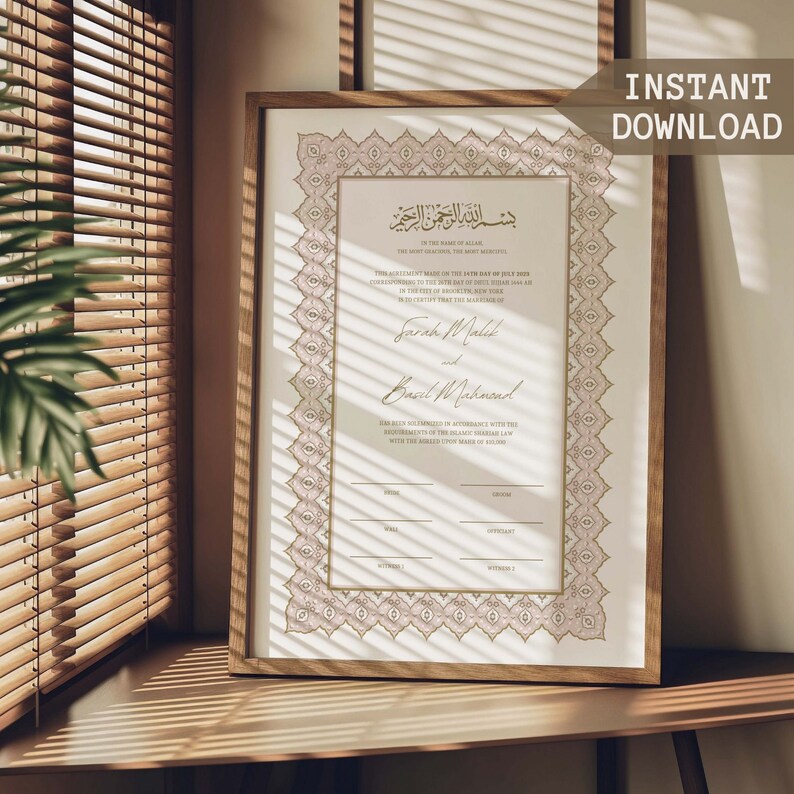 Editable Nikkah Contract Digital Template