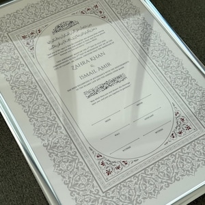 Custom Nikkah Contract Frame Nikkah Certificate Gold Islamic Wedding Certificate Muslim Wedding Gift Nikkah Feather Pen Katb Kitab Contract image 11