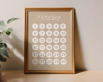 Ramadan Calendar Print Ramadan Countdown Calendar Poster Countdown to Eid Calendar Ramadan Decor Printable Ramadan Planner Fasting Tracker