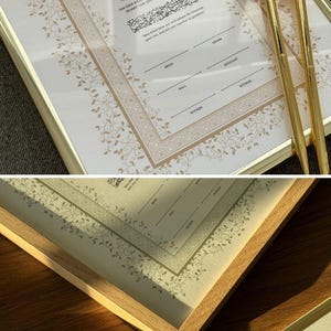 Framed Nikah Certificate Gold Frame Nikkah Contract