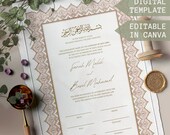 Pink Nikkah Nama Template Nikkah Certificate Template Editable Nikkah Contract Digital Template Islamic Wedding Contract Nikah Template
