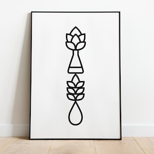 Beer Poster. Main Elements of beer. Minimalistic black and white design. Digital wall art. INSTANT DOWNLOAD.