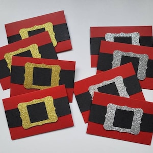 Christmas Gift Card Holders, Santa Buckle Gift Card Holders, Gift Card Envelopes - 2 colors (Gold or Silver)