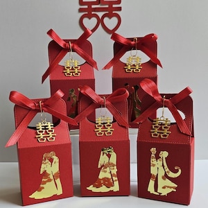 Chinese Wedding Double Happiness Favor Boxes, Bridal Shower Favors Boxes, Asian Party Favors, Chinese Wedding Favors For Guests
